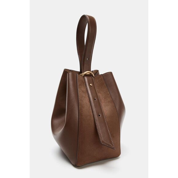 ZARA Brown Faux Leather Combination Bucket Bag - Picture 9 of 12